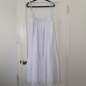 H&M Lyocell-blend Dress White maxi dress with adjustable tie straps NWT XL